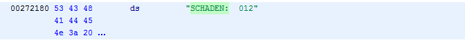 Screenshot showing DAMAGE string without references