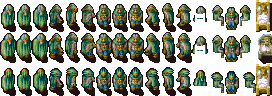 Party graphics showing player sprites in different directions and poses